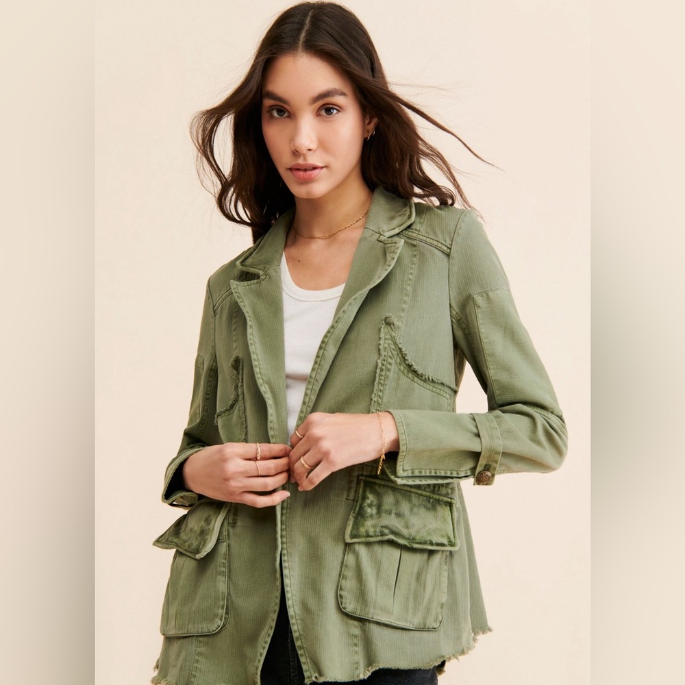 Free People Harlow Olive Green Utility Jacket Womens Small NWOT